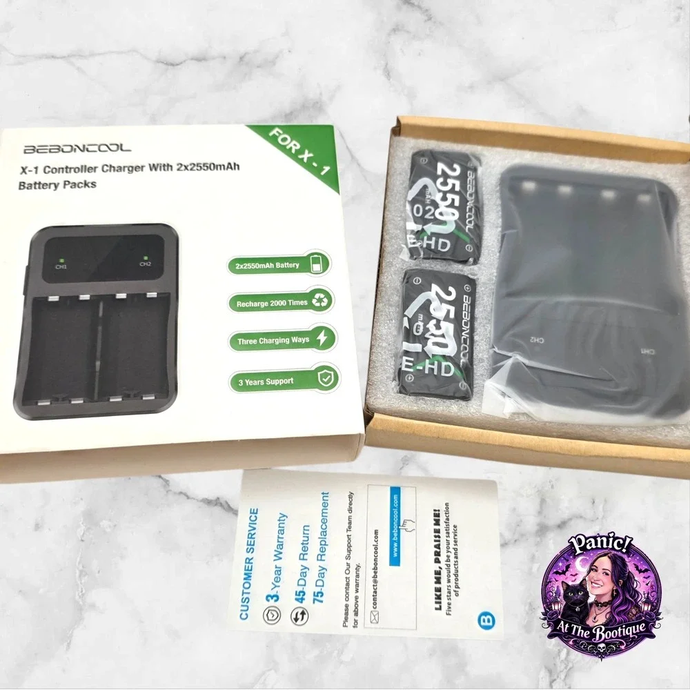 BEBONCOOL X-1 Controller Charger for Xbox One 2x2550mAh Battery Packs Black New